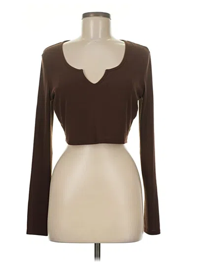 Pre-owned Shein Long Sleeve T-shirt In Brown