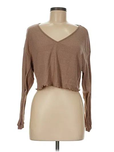 Pre-owned Shein Long Sleeve T-shirt In Brown