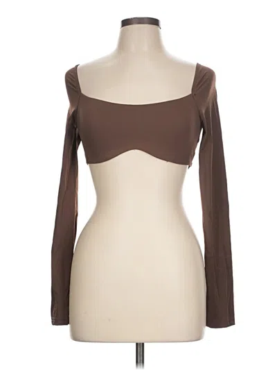 Pre-owned Shein Long Sleeve T-shirt In Brown