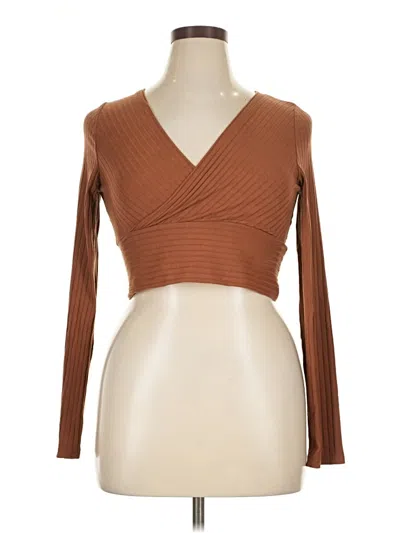 Pre-owned Shein Long Sleeve T-shirt In Brown
