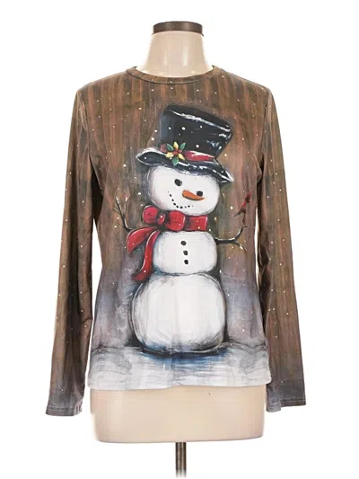 Pre-owned Shein Long Sleeve T-shirt In Brown