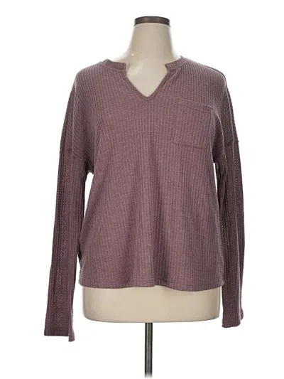 Pre-owned Shein Long Sleeve T-shirt In Burgundy