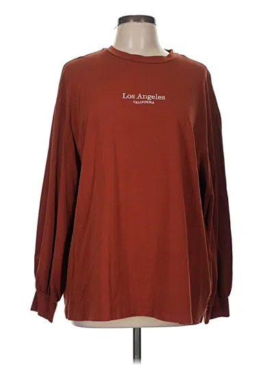Pre-owned Shein Long Sleeve T-shirt In Burgundy
