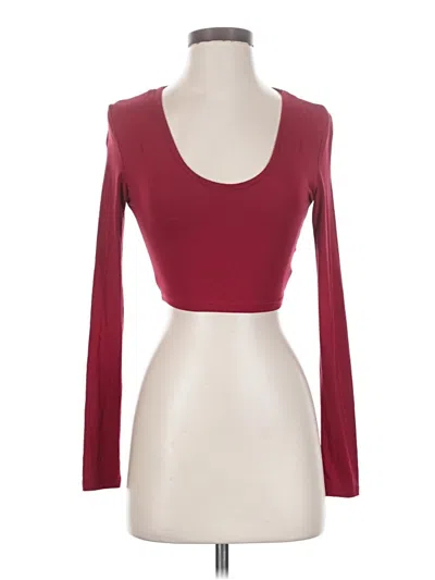 Pre-owned Shein Long Sleeve T-shirt In Burgundy