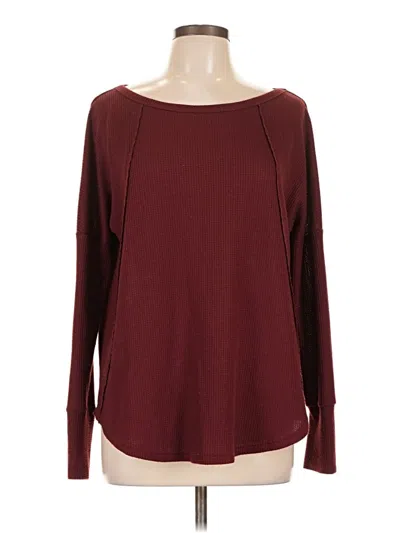 Pre-owned Shein Long Sleeve T-shirt In Burgundy