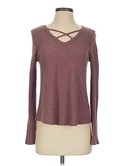 Pre-owned Shein Long Sleeve T-shirt In Burgundy