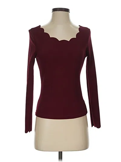 Pre-owned Shein Long Sleeve T-shirt In Burgundy