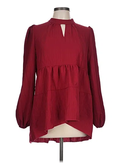 Pre-owned Shein Long Sleeve T-shirt In Burgundy
