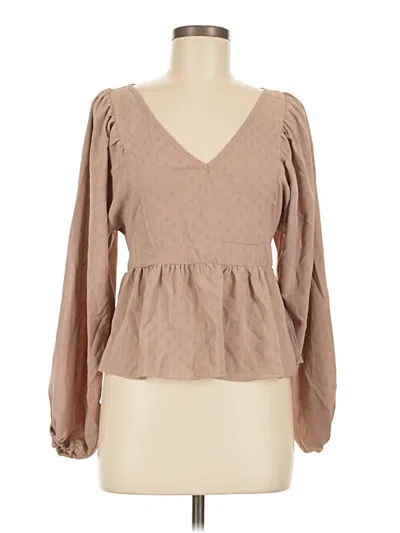 Pre-owned Shein Long Sleeve T-shirt In Tan