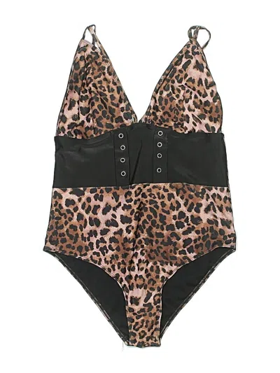 Pre-owned Shein One Piece Swimsuit In Brown