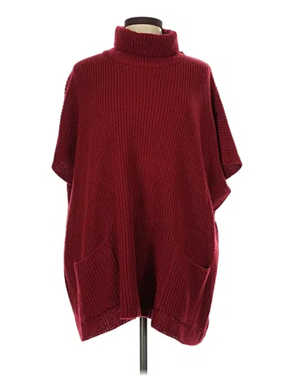 Pre-owned Shein Poncho In Burgundy