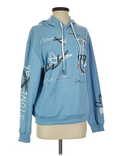 Pre-owned Shein Pullover Hoodie In Blue