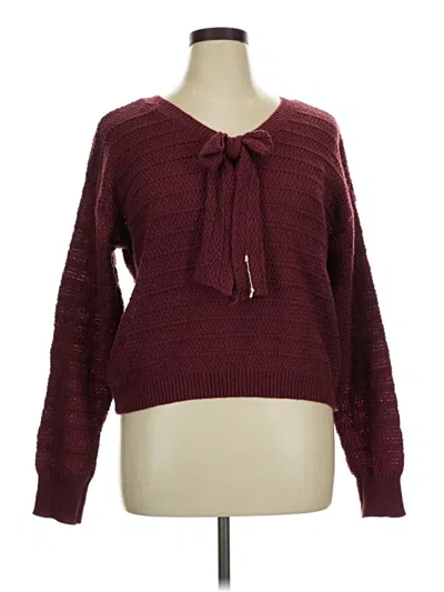 Pre-owned Shein Pullover Sweater In Burgundy
