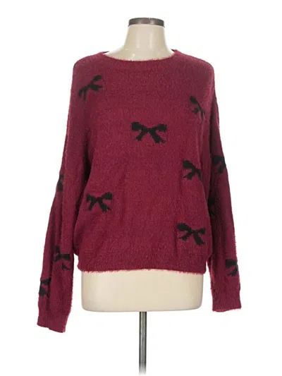 Pre-owned Shein Pullover Sweater In Burgundy