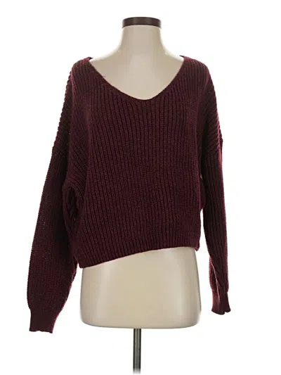 Pre-owned Shein Pullover Sweater In Burgundy
