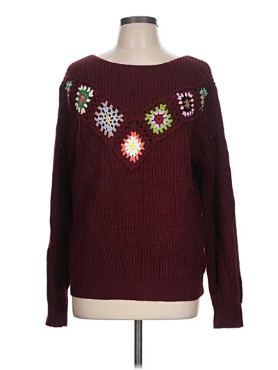 Pre-owned Shein Pullover Sweater In Burgundy