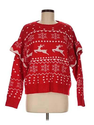 Pre-owned Shein Pullover Sweater In Red