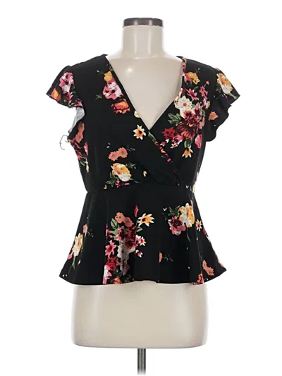 Pre-owned Shein Short Sleeve Blouse In Black