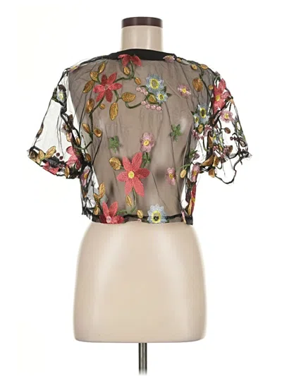 Pre-owned Shein Short Sleeve Blouse In Black