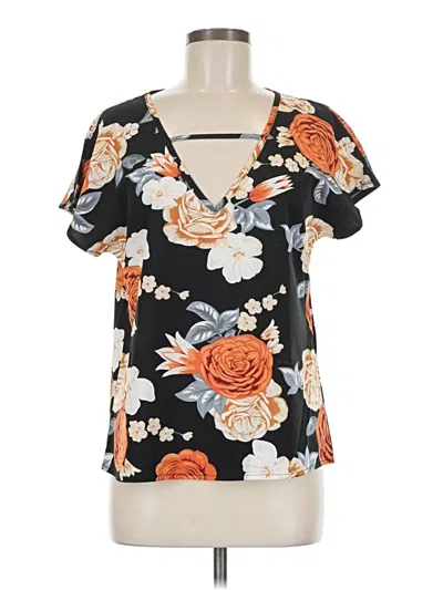 Pre-owned Shein Short Sleeve Blouse In Black