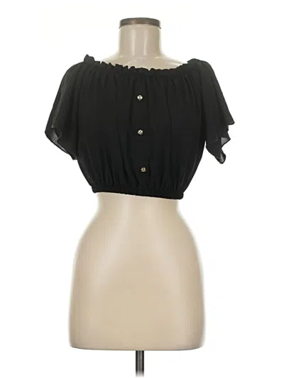 Pre-owned Shein Short Sleeve Blouse In Black