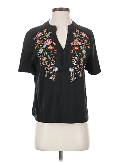 Pre-owned Shein Short Sleeve Blouse In Black