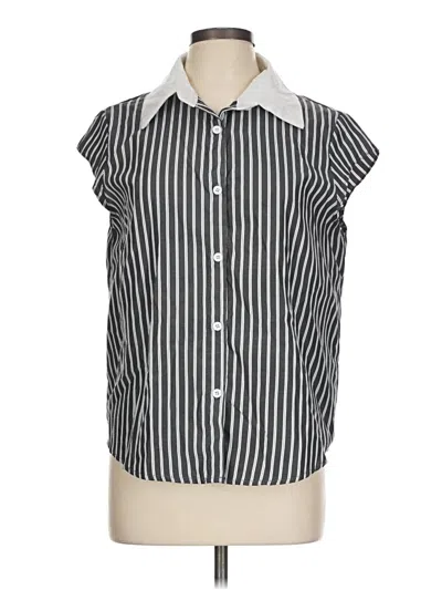 Pre-owned Shein Short Sleeve Blouse In Black