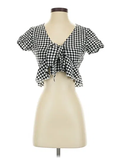 Pre-owned Shein Short Sleeve Blouse In Black