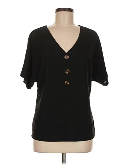 Pre-owned Shein Short Sleeve Blouse In Black