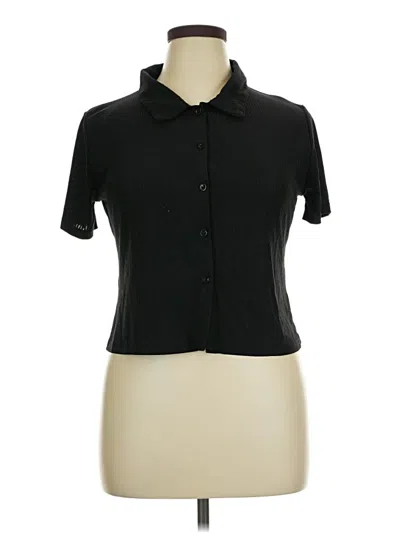 Pre-owned Shein Short Sleeve Blouse In Black