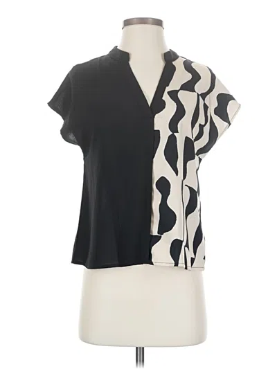 Pre-owned Shein Short Sleeve Blouse In Black