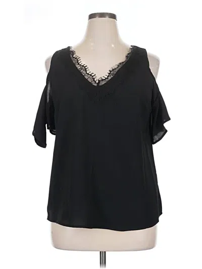 Pre-owned Shein Short Sleeve Blouse In Black