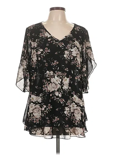 Pre-owned Shein Short Sleeve Blouse In Black