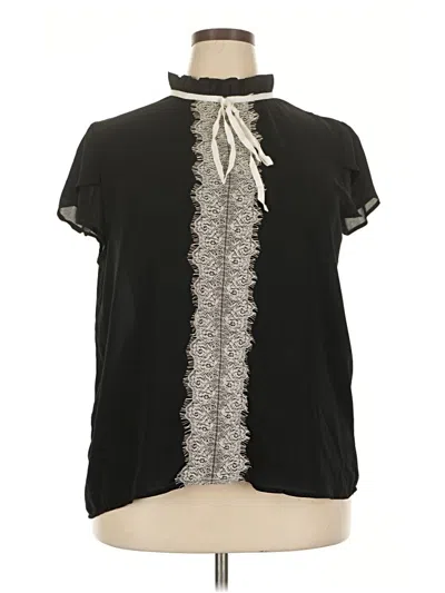 Pre-owned Shein Short Sleeve Blouse In Black
