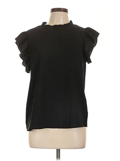 Pre-owned Shein Short Sleeve Blouse In Black