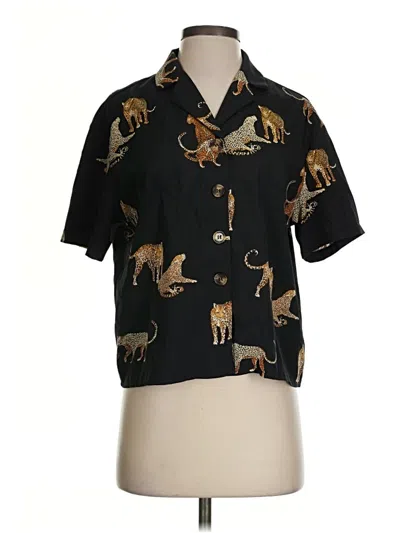 Pre-owned Shein Short Sleeve Blouse In Black