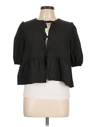 Pre-owned Shein Short Sleeve Blouse In Black