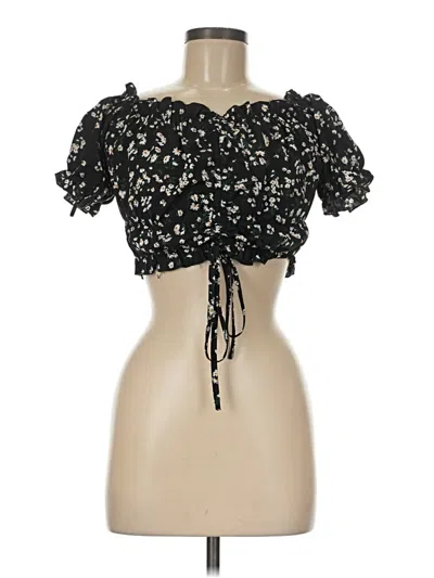 Pre-owned Shein Short Sleeve Blouse In Black