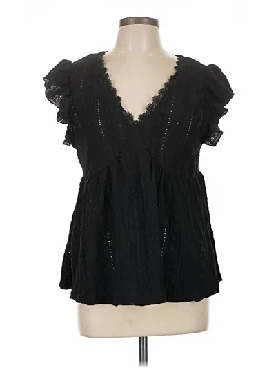 Pre-owned Shein Short Sleeve Blouse In Black