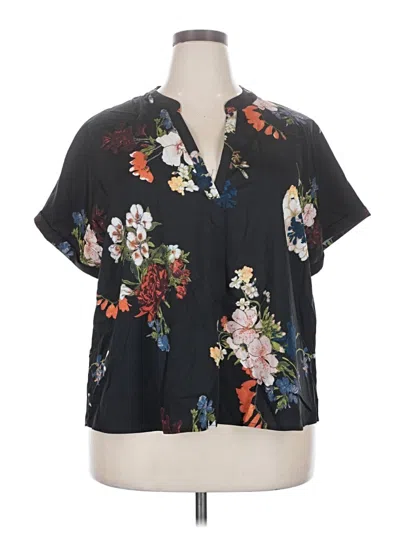 Pre-owned Shein Short Sleeve Blouse In Black