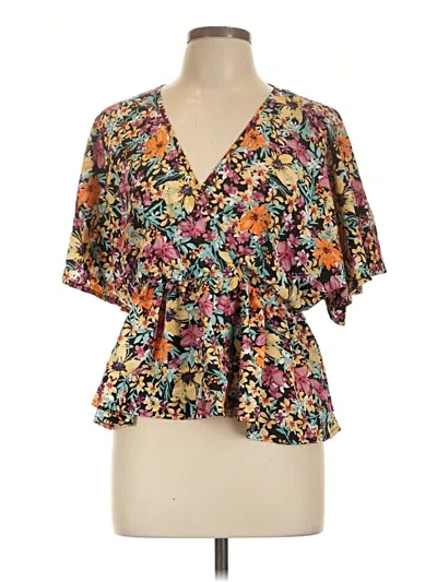 Pre-owned Shein Short Sleeve Blouse In Black