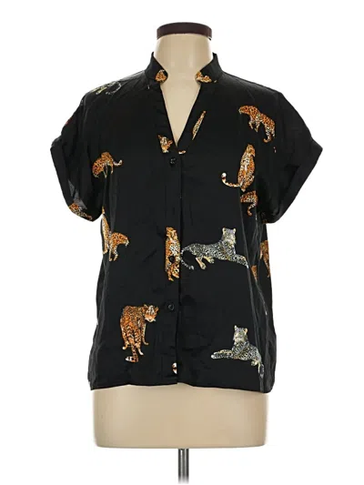 Pre-owned Shein Short Sleeve Blouse In Black