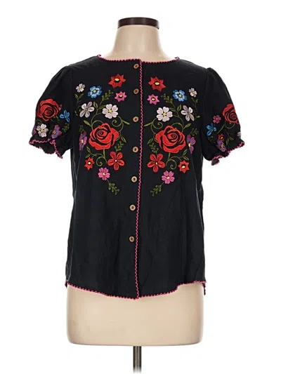 Pre-owned Shein Short Sleeve Blouse In Black
