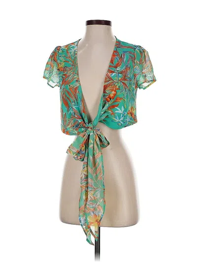 Pre-owned Shein Short Sleeve Blouse In Blue