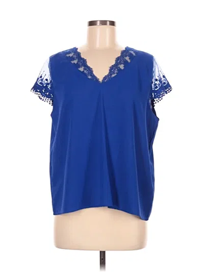 Pre-owned Shein Short Sleeve Blouse In Blue