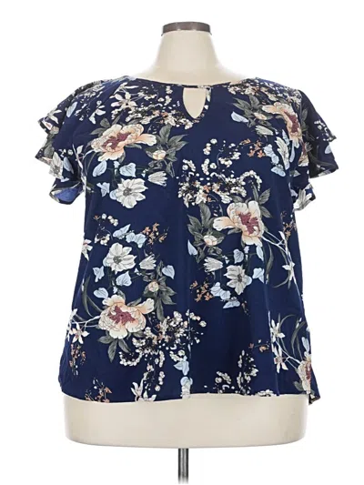 Pre-owned Shein Short Sleeve Blouse In Blue