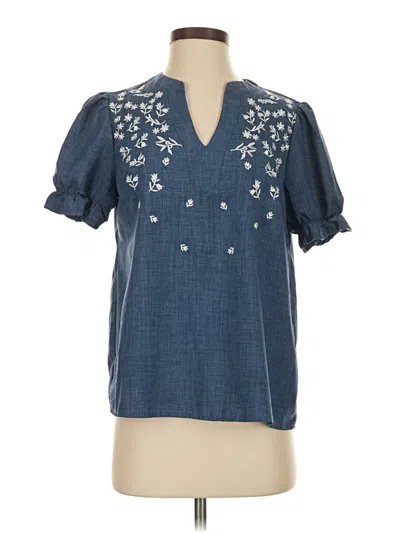 Pre-owned Shein Short Sleeve Blouse In Blue