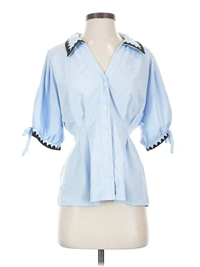 Pre-owned Shein Short Sleeve Blouse In Blue