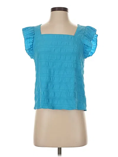 Pre-owned Shein Short Sleeve Blouse In Blue