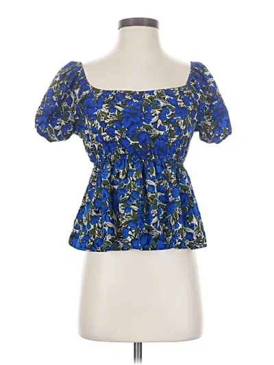 Pre-owned Shein Short Sleeve Blouse In Blue